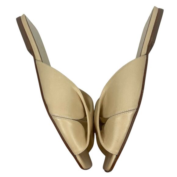 Theory Twisted Leather Sandal Slide Open Toe Beige Women Size 38 - Picture 7 of 12